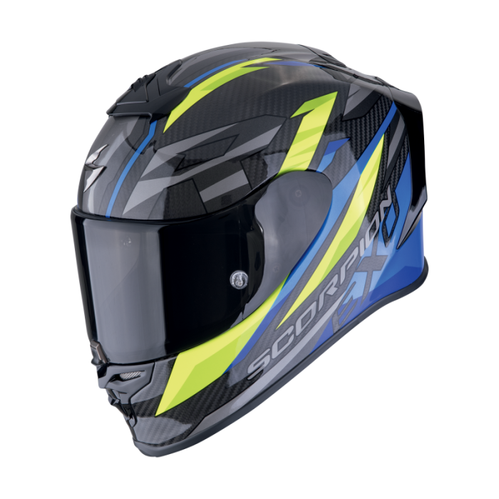 SCORPION EXO-R1 EVO CARBON AIR RUNNER BLACK/BLUE/NEON YELLOW  zárt bukósisak