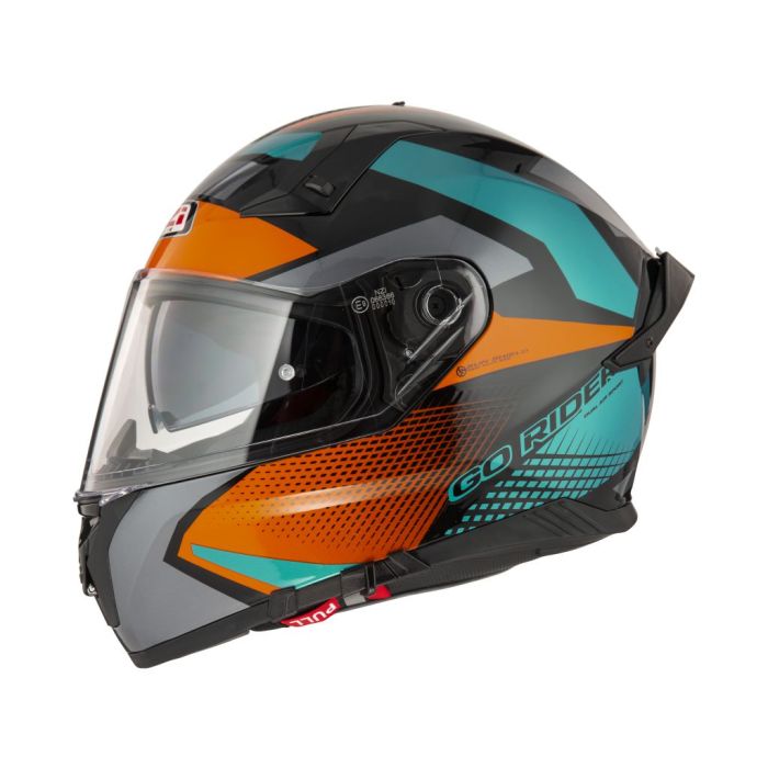 NZI GO RIDER QUADRI Black-Orange-Green matt zárt bukósisak