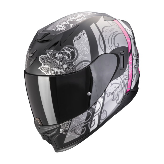 SCORPION EXO-520 EVO AIR FASTA MATT BLACK/SILVER/PINK bukósisak